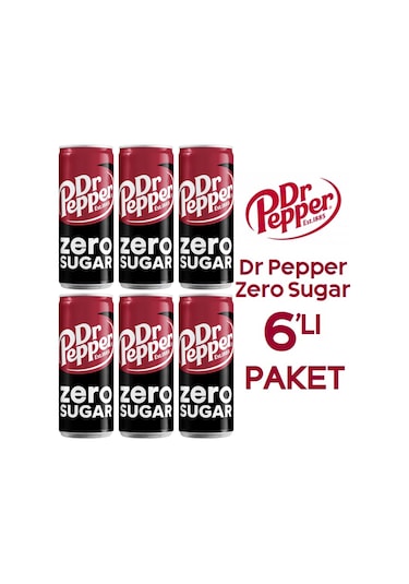 Dr Pepper Zero Karışık Aromalı Şekersiz Gazlı İçecek 6 x 330 ML