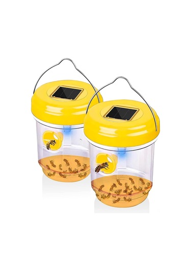 Dianziye Güneş Enerjili Dış Mekan Asma Tipi Arı Tutucu - 2 Adet Sarı Arı Tuzağı, Güneş Paneli İle Çalışır
