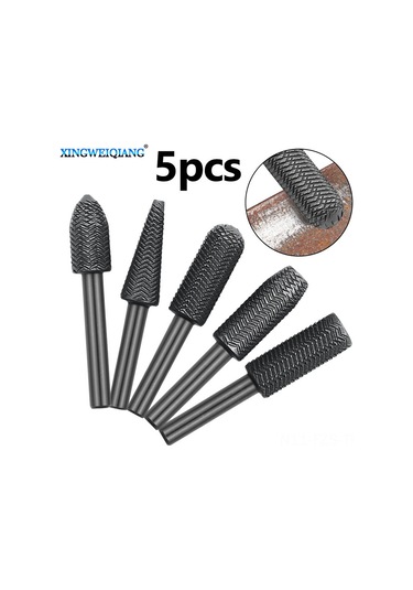 Fosenze 6mm Çaplı 5'li Dönen Çelik Freze Seti - Yumuşak Metal Taşlama, Tırnak Kaldırma Ve Delik Genişletme - Pe Poşetli