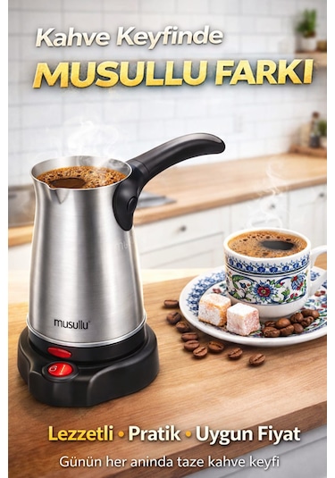 Musullu MSL-CM212 Elektrikli Cezve Çelik Katlanır Kulp