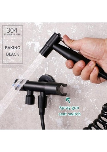 Ulzyvf Taşınabilir Bide Duşu - Paslanmaz Çelik, Basınç Ayarlı, Çok Amaçlı Siyah Siyah
