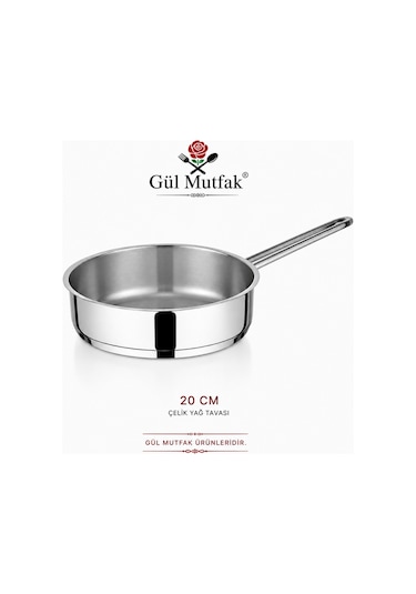 3'lü Yağ Tava Paslanmaz Çelik 16 Cm -18 Cm -20 Cm Gümüş