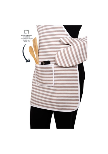 Sıvı Geçirmez Mutfak Önlüğü Sünger Dolgulu Çift Hazneli Cepli Model