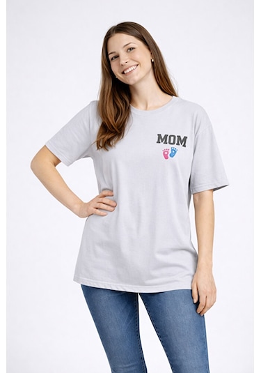 Nevermind Anne Baba Kombini Mom Dad Baskılı Çift Tişört Oversize Unisex 2 L Antrasit
