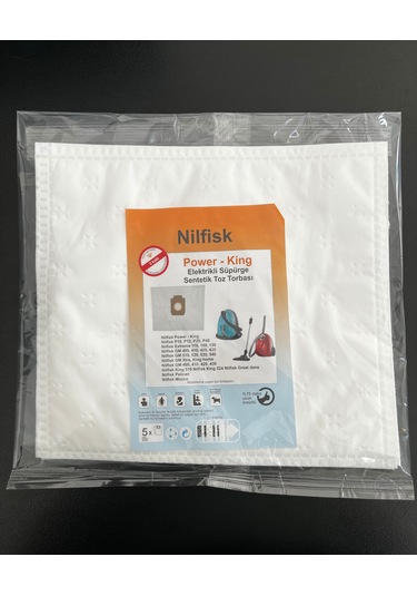 5 Adet Nilfisk Power-king Elektrikli Süpürge Sentetik Toz Torbası
