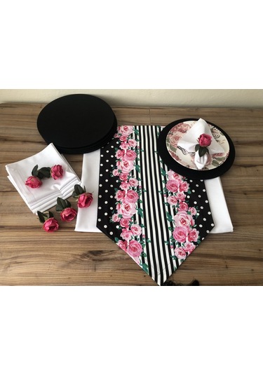 Sofra Sunum Tam Set Pembe Çiçek Desenli Çok Renkli