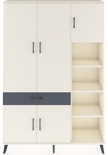 Arges Dolap 10 Raflı Tek Çekmeceli 5 Kapaklı 132x30x195 Aytaşı-aytaşı/antrasit Aytası/antrasıt