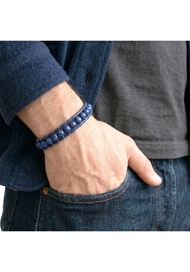 Moncuk Design 6mm Lapis Taşlı Deri Kordon Ve Çelik Bileklik 33512b2d6m14 Mavi 