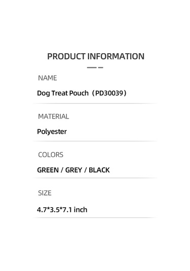 Geeksen Köpek Eğitim Atıştırmalık Çantası - Dışarıda Taşınabilir, Polyester Materyal, Asker Yeşili, 12x9x18cm