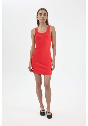 Defacto Coool Bodycon Vücudu Saran Basıc Fitilli Kaşkorse Mini Kırmızı Elbise A0732AX23SM Kırmızı Defacto Coool Bodycon Vücudu Saran Basıc Fitilli Kaşkorse Mini Kırmızı Elbise A0732AX23SM Kırmızı