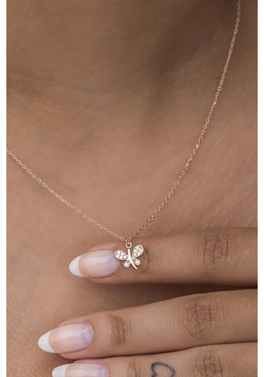 Nereze 925 Ayar Gümüş Rose Minik Yusufcuk Kolye