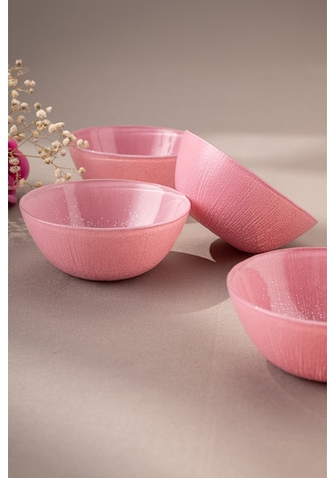 Emsan Pastel 4 Parça Cam Kase 10 Cm Pembe Pembe