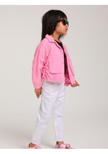 Kız Bebek Pamuklu İnce Dokulu Ceket-15123 Pembe