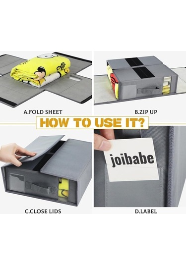 Createtech Yorgan Yastık Ve Klasör Kılıfları İçin Pratik Düzenleyici Depolama Çözümü, Çarşaf Organizer - Ai Gri