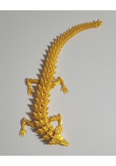 20 Cm 3d Baskı Altın Ejderha Figürü Eklemli Dragon Biblo Dekoratif Mitolojik Masaüstü Süs