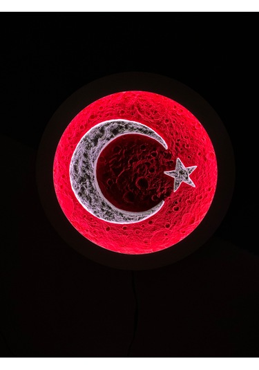 Ay Temalı Türk Bayrağı Rgb Led Tablo