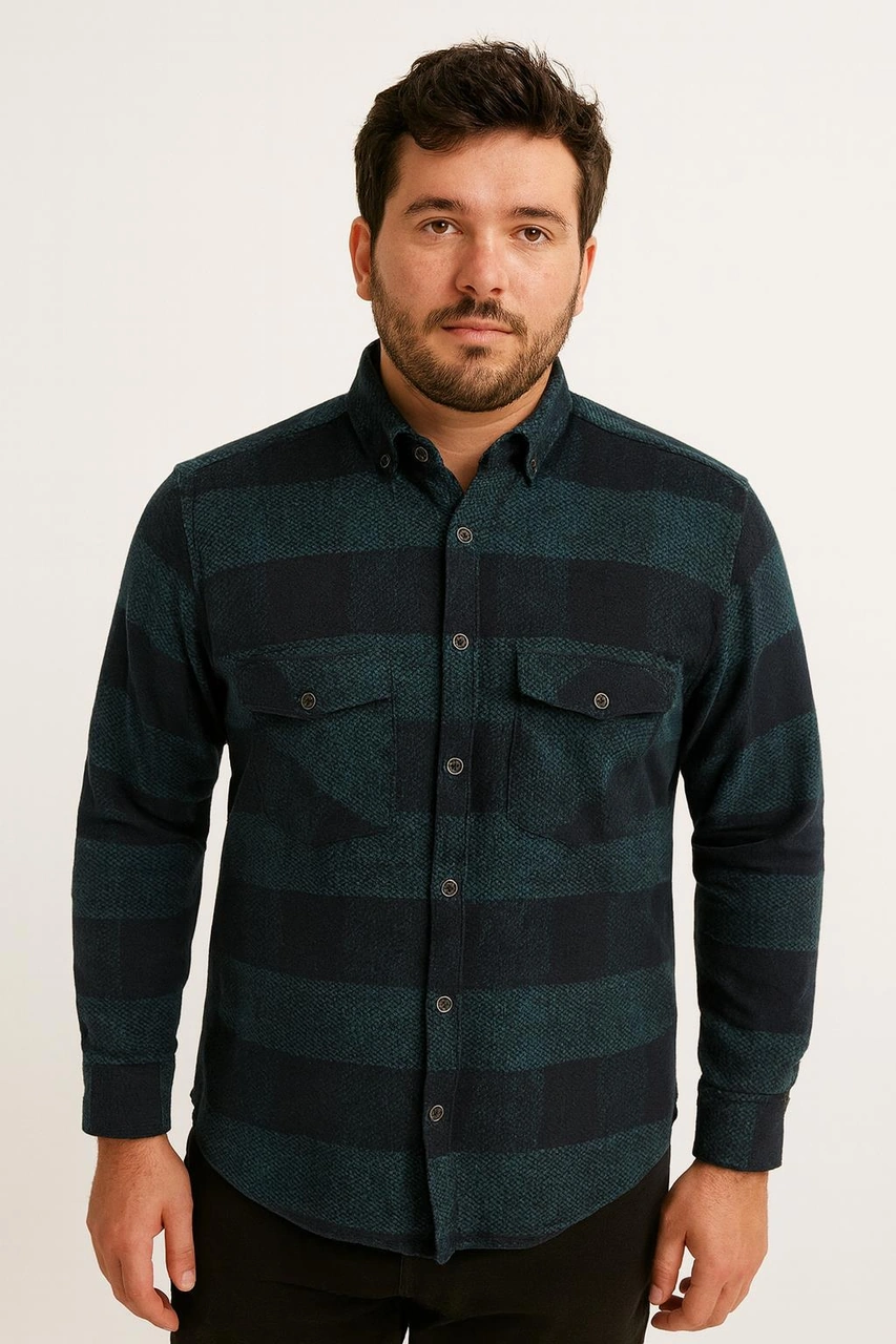 Fabio Cassani Erkek Kışlık Hakiki Oduncu Gömleği - 7399 Lacivert