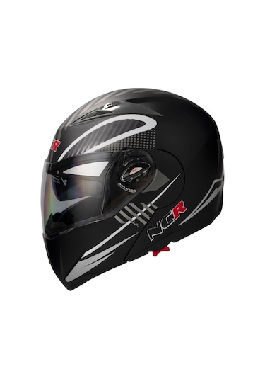 Ncr-158 Çene Açılır Gözlüklü E-ce Belgeli Kask Kırmızı -  Siyah