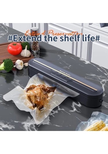 Honeybeeshop 1 Adet Siyah Senbowe Vakum Makinesi 220 240v Avrupa Fişi Tek Tıkla Çalışır Gıda Saklama Islak Kuru Sızdırmaz 10 Torba