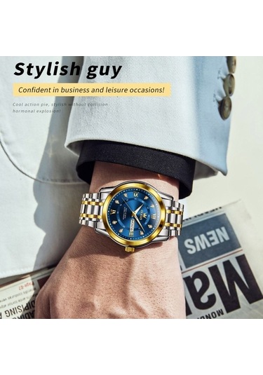 Fastbuy Ölçüsü 5513, Erkek İş Saati, Mavi-altın Renkli, Su Geçirmez, Kuvars, Çok Renkli Çok Renkli