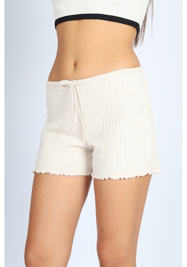 Soft&Basic Punta Raporlu Kaşkorse Bej Şort Bej