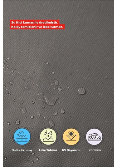 4'lı Sandalye Minderi Su İtici Kumaş 40x40 Cm Sünger Sandalye Minderi Bağcıklı Füme