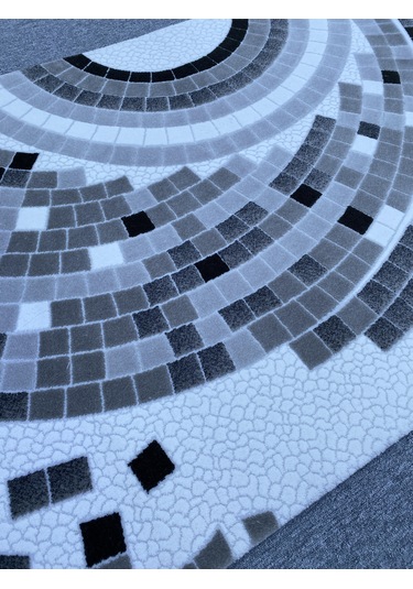 Gri Siyah Beyaz 120x230 Kesme Akrilik Halı