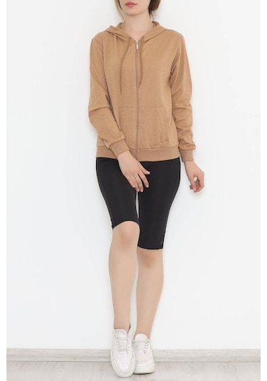 Kapşonlu Fermuarlı Sweat Sütlükahve - 3001.275. 001