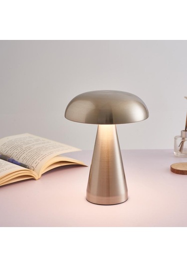 "danimarka Hindistan Cevizi Ağacı Mantar Lambası: Açık Hava, Çalışma Odası, Yatak Odası Veya Bar Ortamı İçin Taşınabilir Metal Masa Lambası" Gümüş