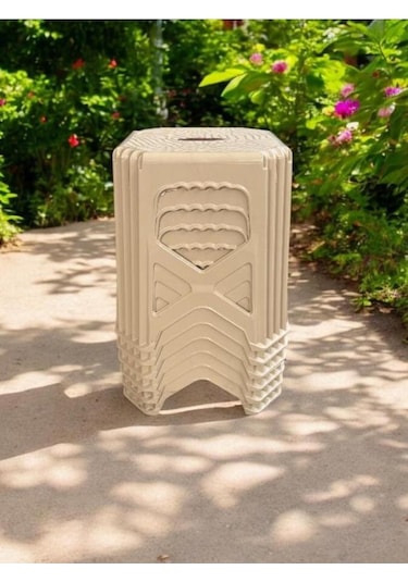 6 Adet Meram Küçük Boy Plastik Mutfak, Banyo, Balkon Ve Bahçe Taburesi Krem