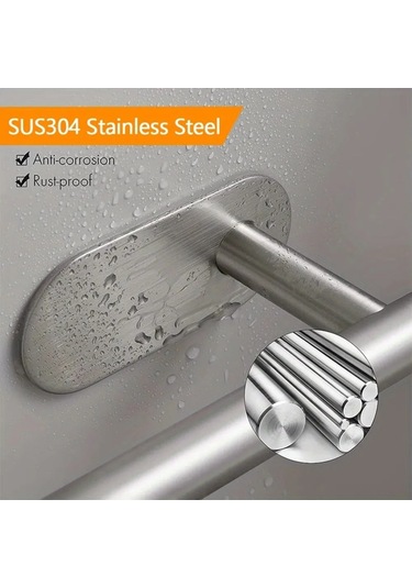 Kosona Stainless Steel Self-adhesive Saçak Havluluk, 40 Cm, Tabanlı, Kolay Kurulum, Evinizde Düzen-siyah Siyah