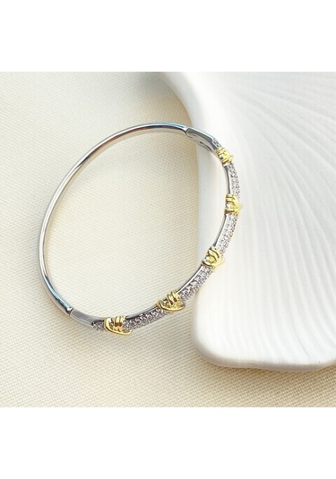 Xoxo Bileklik Kelepçe 316l Paslanmaz Çelik 19 Cm Çift Renk Gümüş