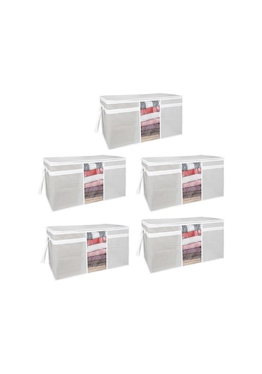 5 Adet Pencereli Yastık Hurcu 75x40x40 Cm - Gri 4401 Renkli