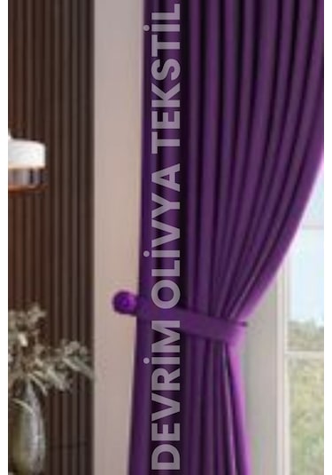Devrim Olivya Tekstil Lüks 1. Sınıf Siyah Blackout Fon Perde Özel Dikim, Işık Geçirmez & Ekstraforlu Karartma Mor