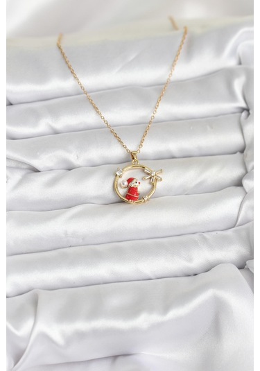 316l Çelik Zincir Gold Zirkon Taşlı Yılbaşı Tema Kadın Kolye - Tj-bko10718 Gümüş
