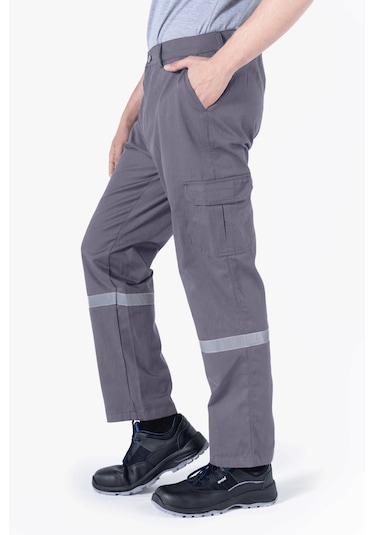3 Cm Reflektörlü İş Pantolonu Gri
