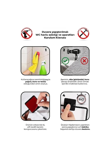 Atacı Paslanmaz Yapışkanlı 4 Kancalı Banyo Rafı Mat Siyah Banyo Şampuanlık Duşakabin Duş Askısı Siyah