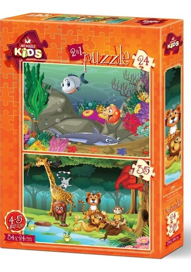 Art Kids 24+35 Parça Su Altı Ve Orman Hayvanları Çocuk Puzzle