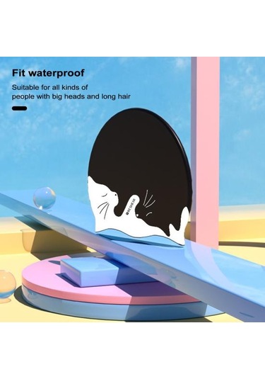 Çocuklar Silikon Su Geçirmez Yüzme Şapkası Karikatür Desen Kuru Saç Yüzmek Kapaklar Kulak Koruyucu Dalış Şapkası Unisex Yüzme Aksesuarları Siyah