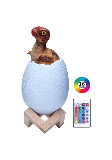 Moly Oviraptor Şekilli 16 Renkli Led 3d Gece Lambası, Uzaktan Kumandalı Akıllı Ev Dekorasyon Aydınlatması, Usb Şarjlı Pvc Materyal Diğer