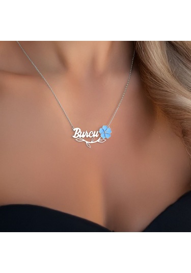 Unutma Beni Çiçeği İsimli Beyaz Gümüş Kolye Gümüş