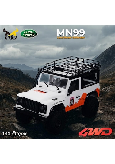 Mn Model Mn99 V2 1/12 Land Rover Defender D90 4wd Rc Model Crawler Offroad Uzaktan Kumandalı Araba Truck Rtr Beyaz+dahili Işık Seti
