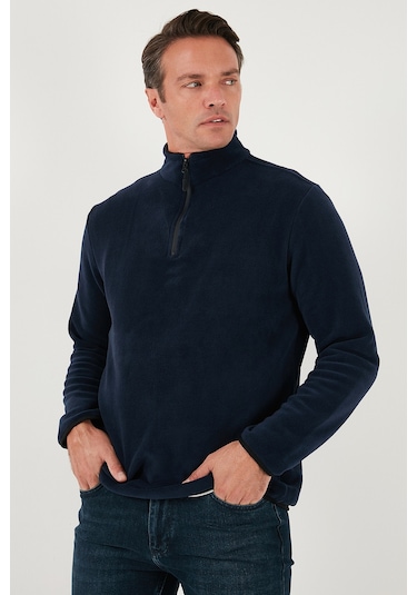 Buratti Slim Fit Yarım Fermuarlı Dik Yaka Erkek Polar 5906003 Lacivert