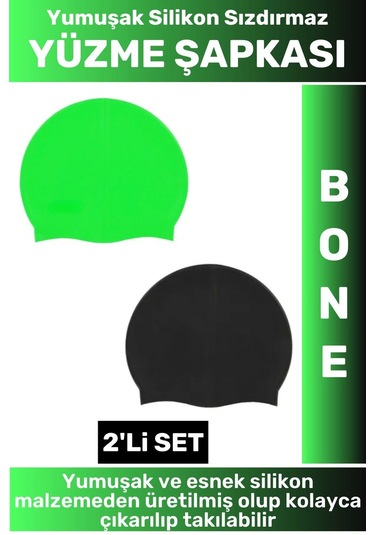 Özel Üretim Su Geçirmez Elastik Yumuşak Yüzücü Havuz Deniz Yüzme Şapkası Silikon Bone 2'li Set Çok Renkli