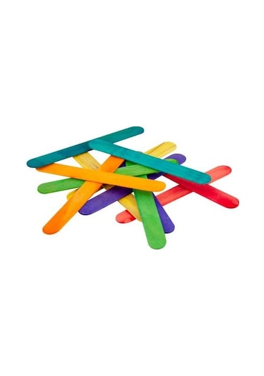 Puti Renkli Ahşap Geniş Dondurma Dil Çubuğu 50 Li Paket
