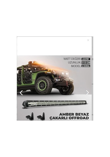 420W 115 cm Çift Sıra 5 Modlu Turuncu Beyaz Off Road Led Bar