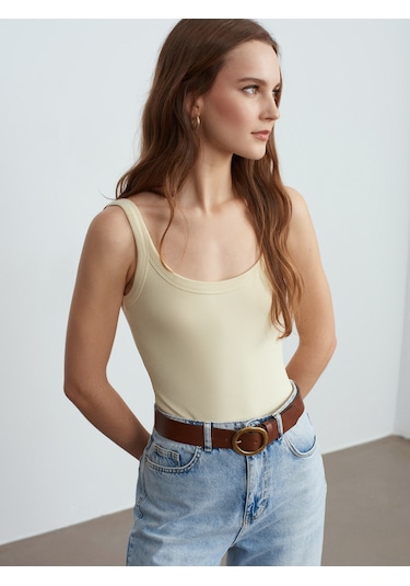 Dilvin 21053 Askılı Bodysuit-açık Sarı Açık Sarı