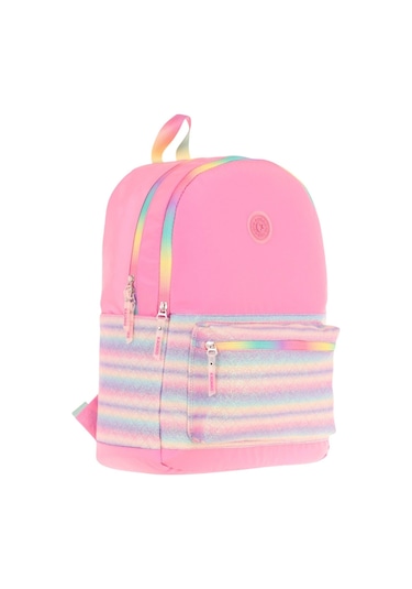Kaukko Brush Üç Bölmeli Kız Çocuk Pembe Çok Renkli Okul Çantası - K1823 Pembe - Çok Renkli