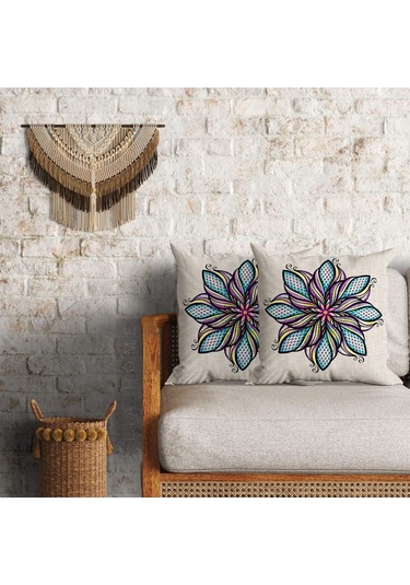 Mandala Desenli Dekoratif 2'li Minder Kılıfı Seti 60*60 Cm