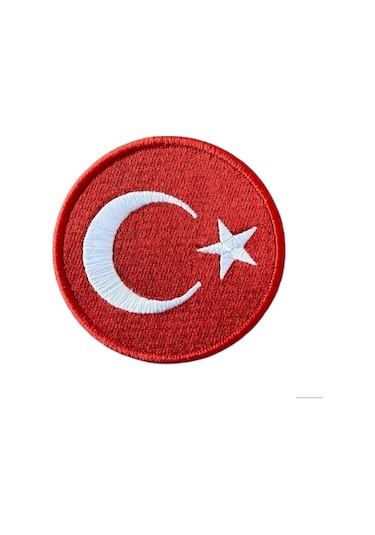 Aplike Ütü İle Yapışan Türk Bayrağı Yuvarlak Büyük Arma 5 Cm